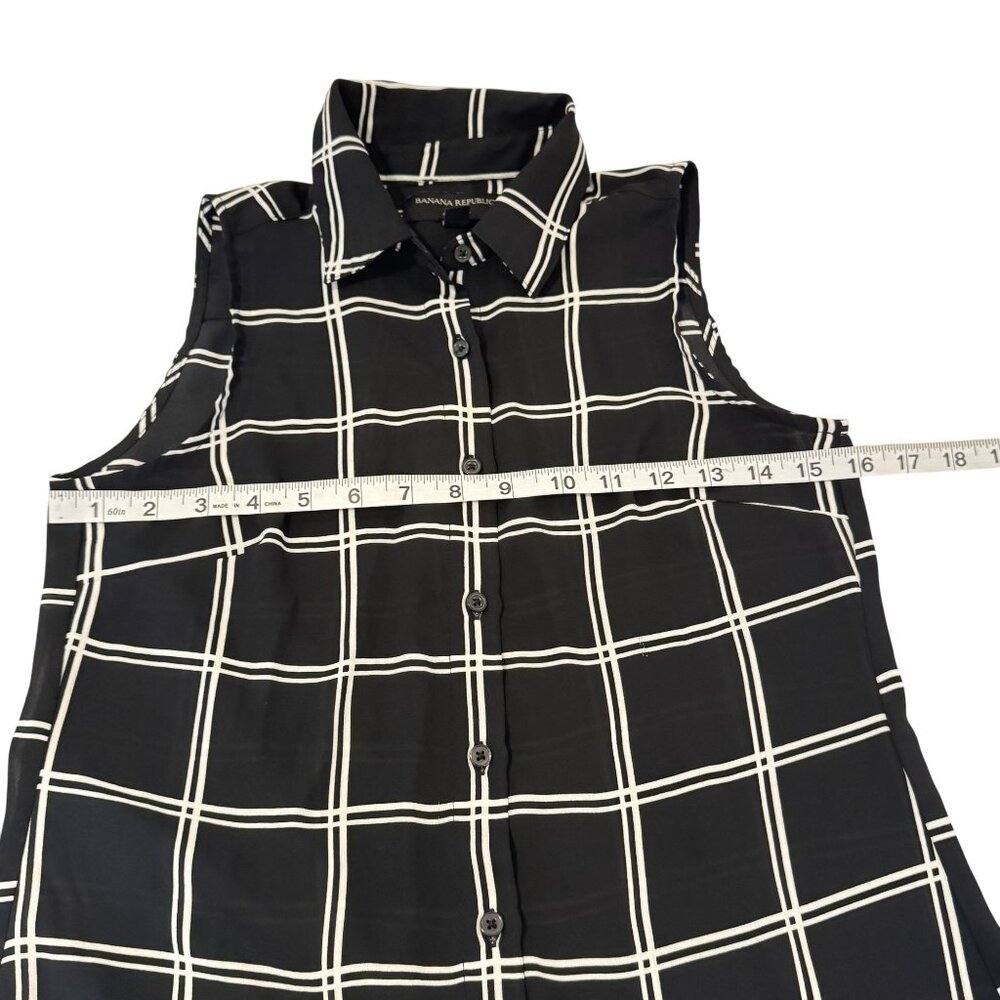 Banana Republic Women's Black Stripe Collared Button Up Sleeveless Shirt XXSP - Picture 5 of 7